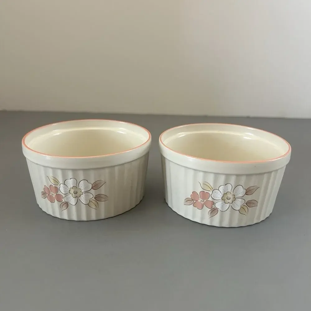 Chantilly Stoneware Fleur De Lune Ramekins Made in Japan Set of 2